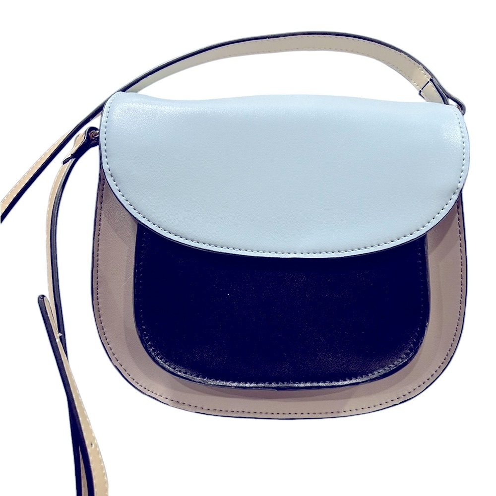 NWOT KC Jagger Richie Saddle Bag in Black, Light Blue and Cream